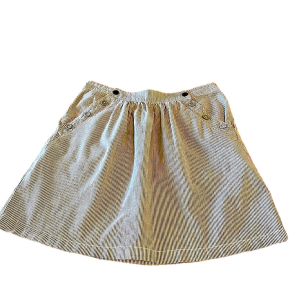 Vans Beige and White Pinstripe A-Line Skirt